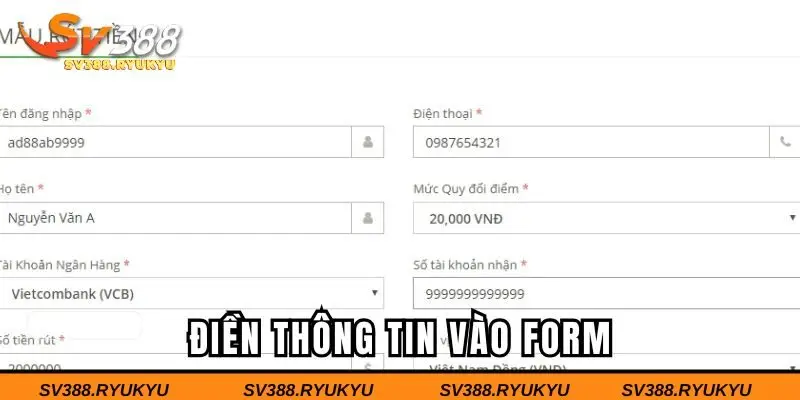 Điền thông tin vào form