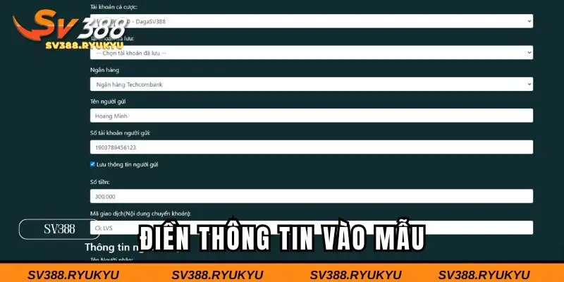 Nhập thông tin giao dịch vào mẫu